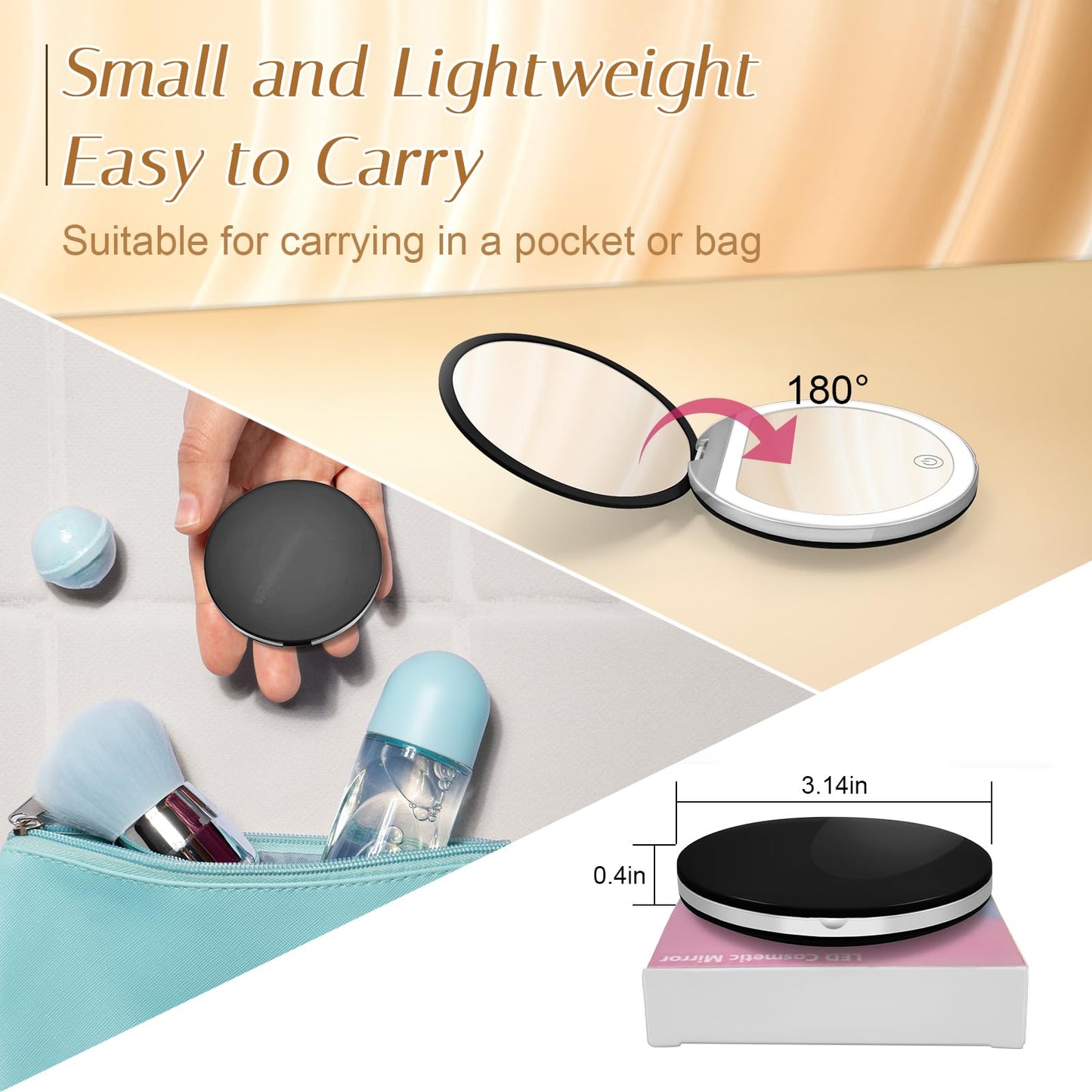 Portable LED Pocket Mirror