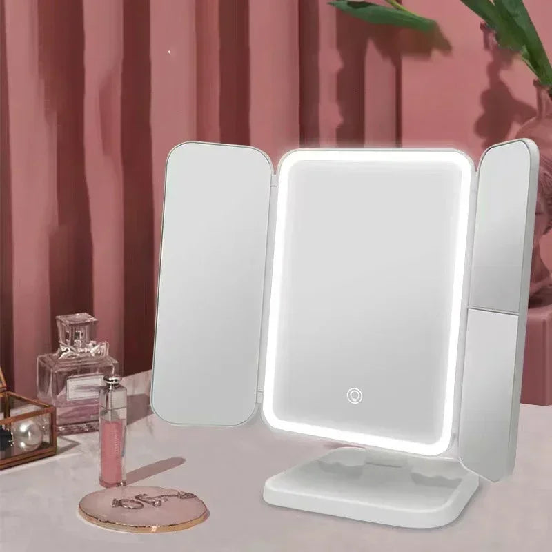 Trifold Makeup Mirror with LED Lights