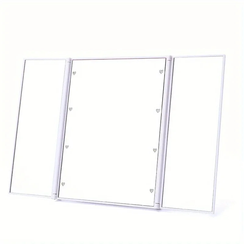 Portable Three-Sided LED Makeup Mirror
