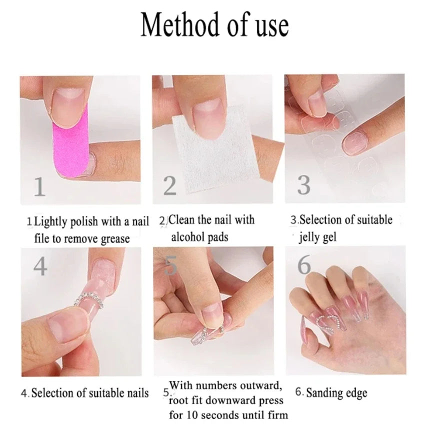 HelloKitty Press-On Rhinestone French Tip Nail Set