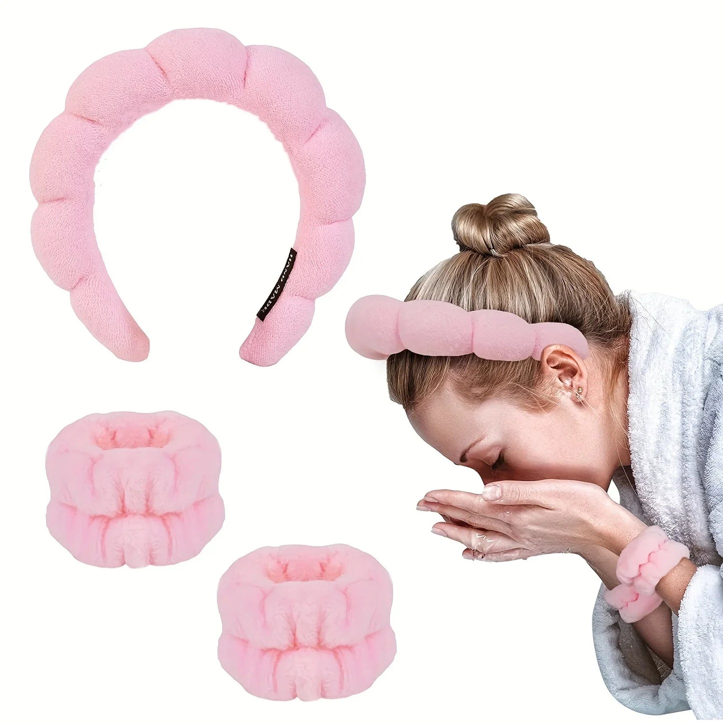 Face Wash Headband Wristband Set