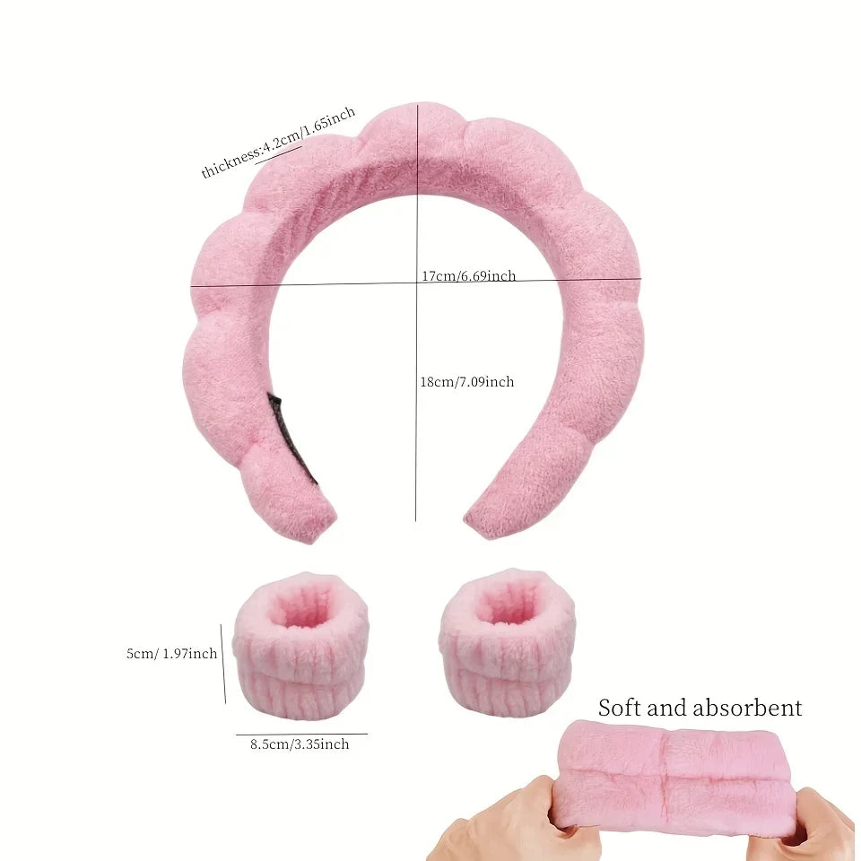 Face Wash Headband Wristband Set
