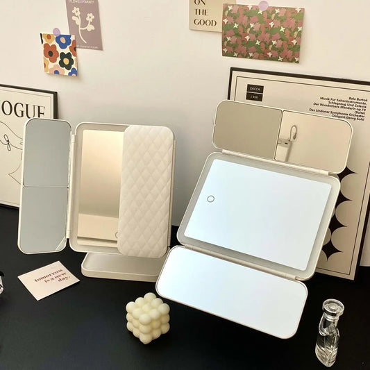 Trifold Makeup Mirror with LED Lights